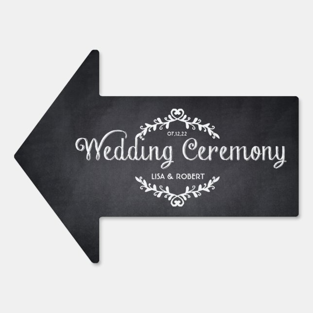 Chalkboard Wedding Ceremony This Way Sign (Front)