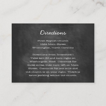 Chalkboard Wedding Directions Insert Cards by TwoBecomeOne at Zazzle