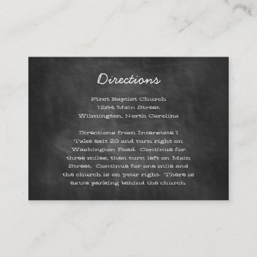 Chalkboard Wedding Directions Insert Cards Business Cards