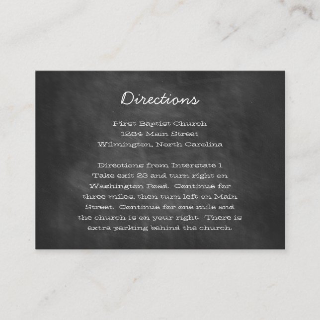 Chalkboard Wedding Directions Insert Cards (Front)