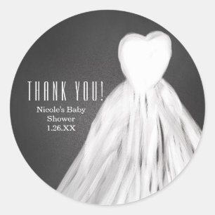 Chalkboard Wedding Dress Bridal Shower Favor Classic Round Sticker
