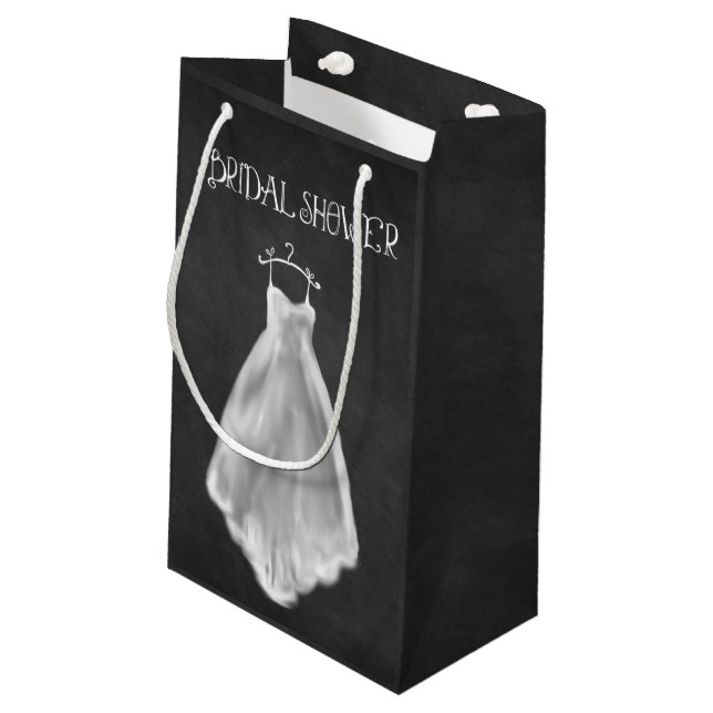 Chalkboard Wedding Dress Bridal Shower Gift Bag (Back Angled)
