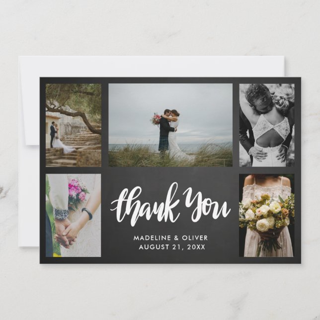 Chalkboard Wedding Five Photos | Thank You Script (Front)