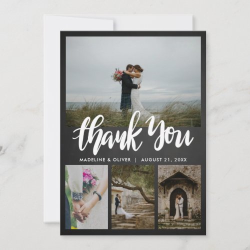 Chalkboard Wedding Four Photos  Thank You Script