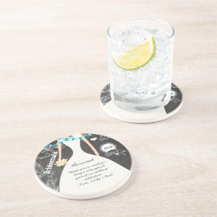 Chalkboard Wedding Gown Bridesmaid Keepsake Gift Drink Coaster