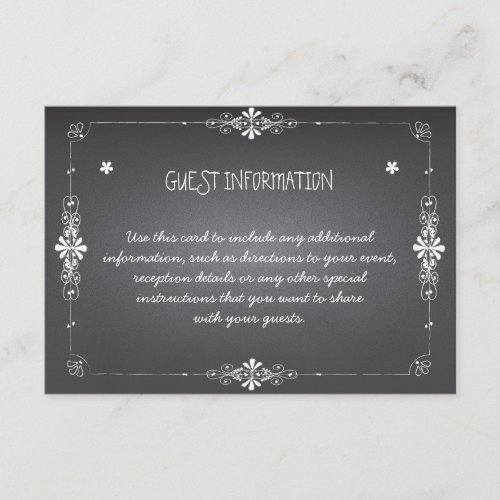 Chalkboard Wedding Guest Information Insert Card