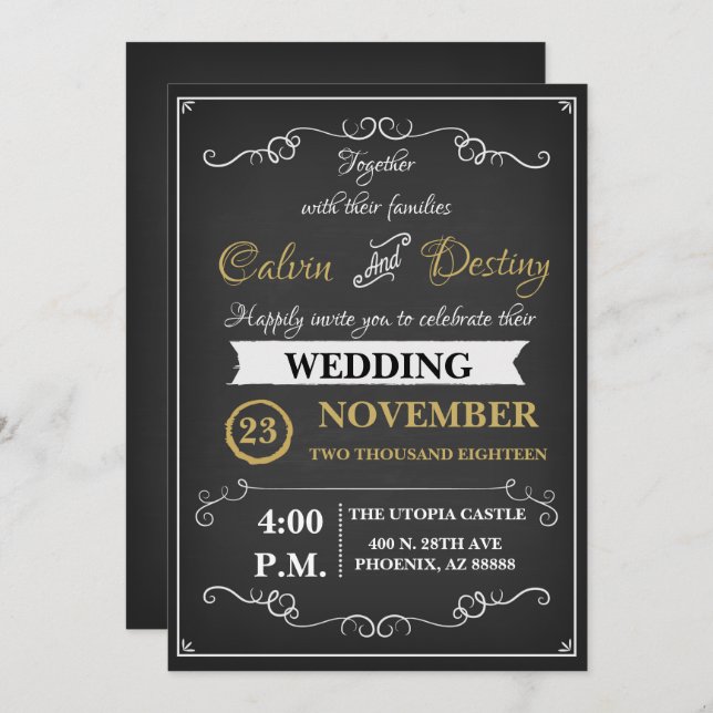 Chalkboard Wedding Invitation (Front/Back)