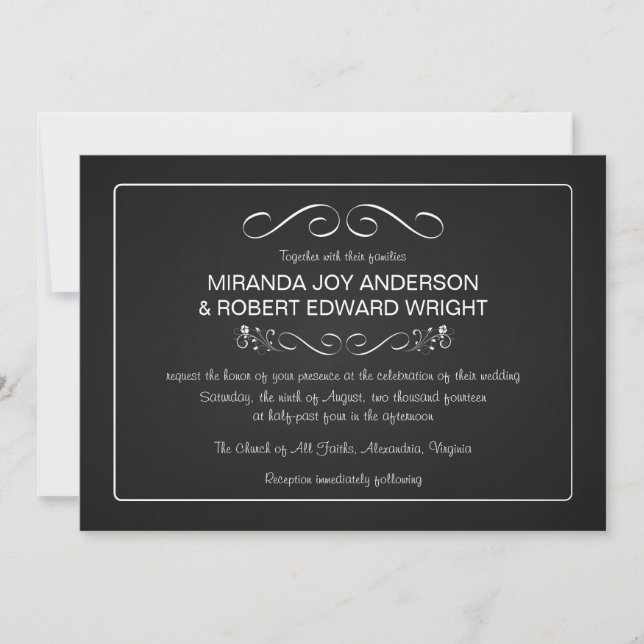 Chalkboard Wedding Invitations Plain and Simple (Front)