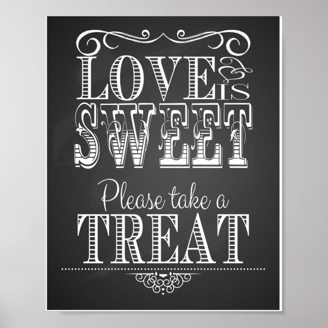 Chalkboard Wedding Love is sweet Print (Front)