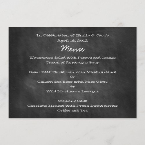 Chalkboard Wedding Menu Cards