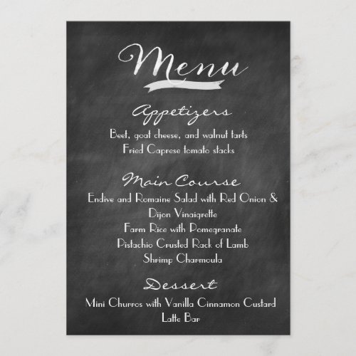 Chalkboard Wedding Menu with Monogram