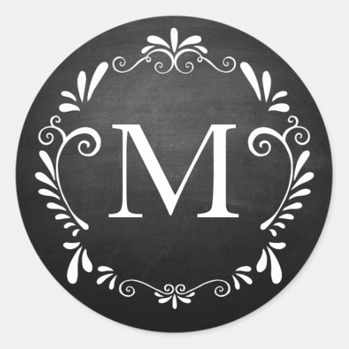 Chalkboard Wedding Monogram Circular Sticker