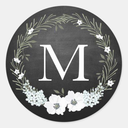 Chalkboard Wedding Monogram Circular Sticker