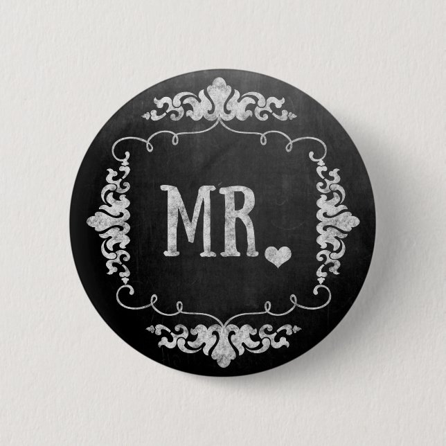 Chalkboard Wedding  "Mr." Button (Front)