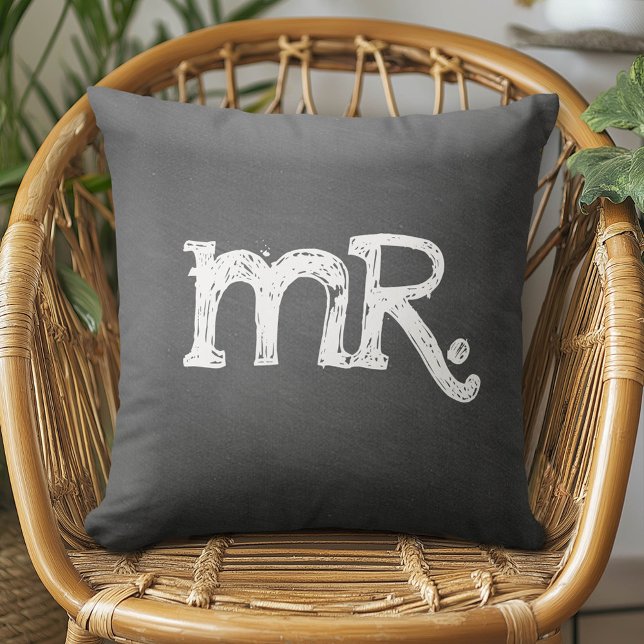 Chalkboard Wedding Mr. Mister Throw Pillow (Custom Pillow)