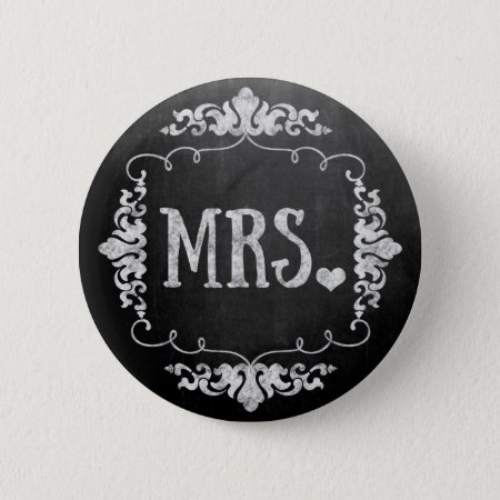 Chalkboard Wedding "mrs." Button Pin