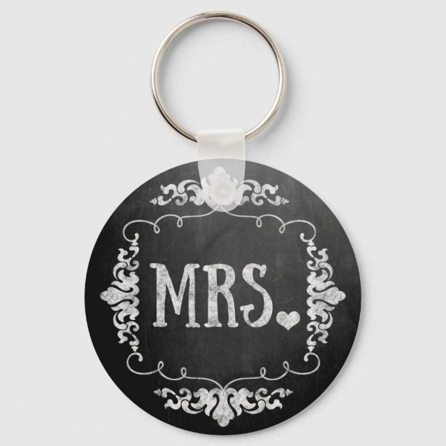 Chalkboard Wedding "Mrs." Keychain (Front)