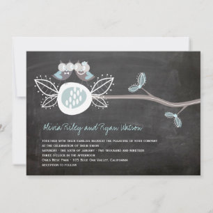 Chalkboard Wedding Owls Woodland Rustic Invite
