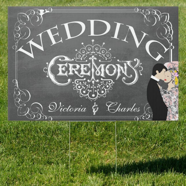 Chalkboard Wedding Personalized Lawn Sign (Insitu)