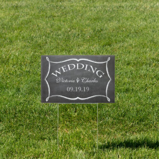 Chalkboard Wedding Personalized Lawn Sign