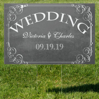 Chalkboard Wedding Personalized Lawn Sign
