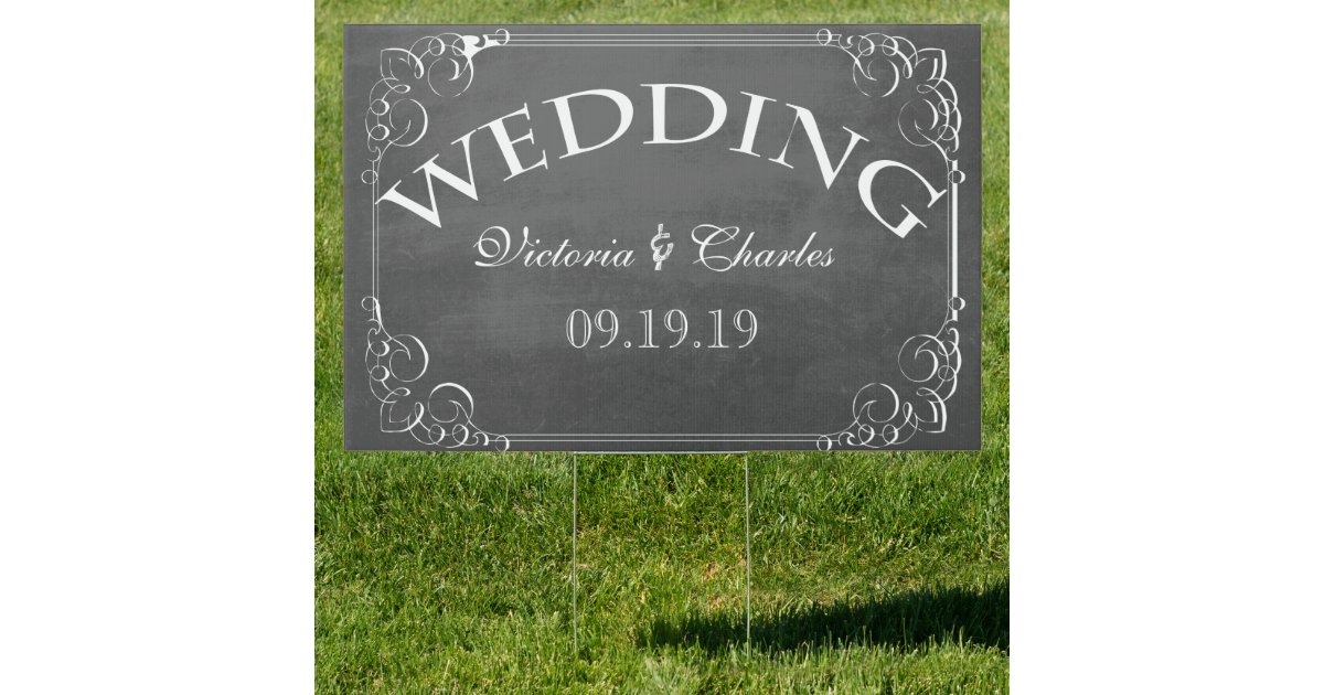 Chalkboard Wedding Personalized Lawn Sign Zazzle