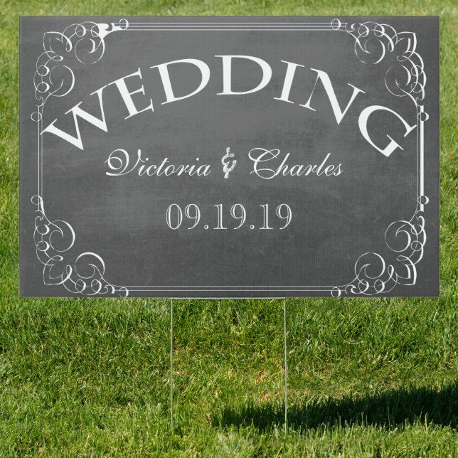 Chalkboard Wedding Personalized Lawn Sign (Insitu)