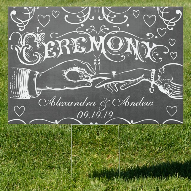 Chalkboard Wedding Personalized Lawn Sign (Insitu)