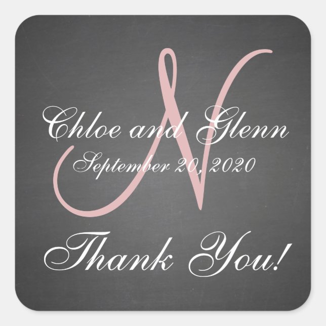 Chalkboard Wedding Personalized Thank You Sticker (Front)