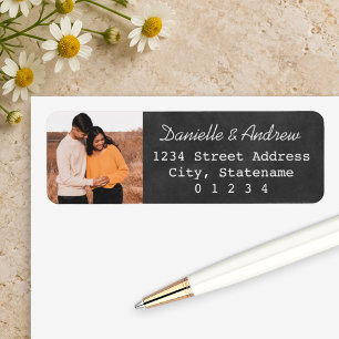 Chalkboard Wedding Photo Return Address Label