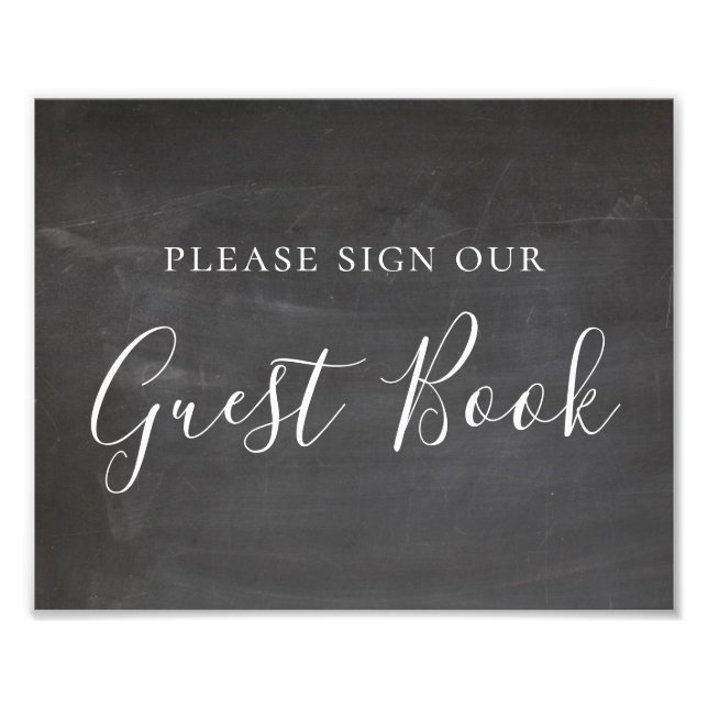 Chalkboard wedding poster. Please sign guest book (Front)