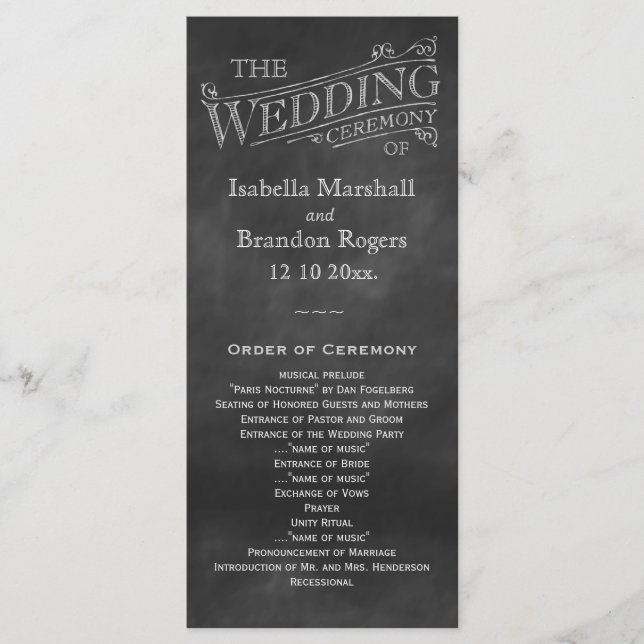 Chalkboard Wedding Program (Front)