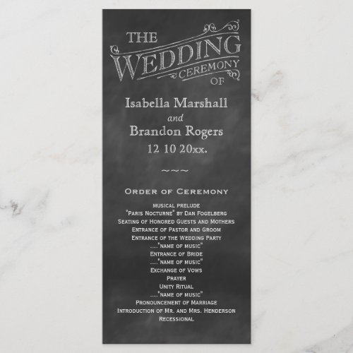 Chalkboard Wedding Program