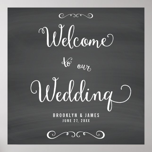 Chalkboard Wedding Reception Sign Print 20x20 (Front)