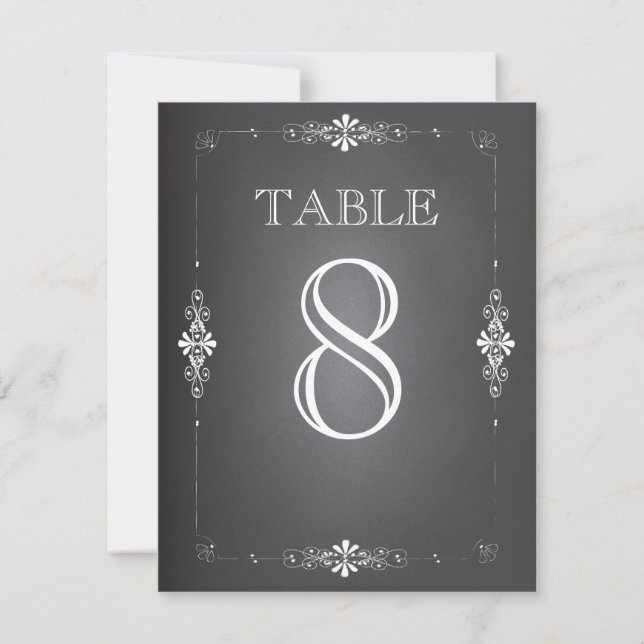 Chalkboard Wedding Reception Table Number Card (Front)