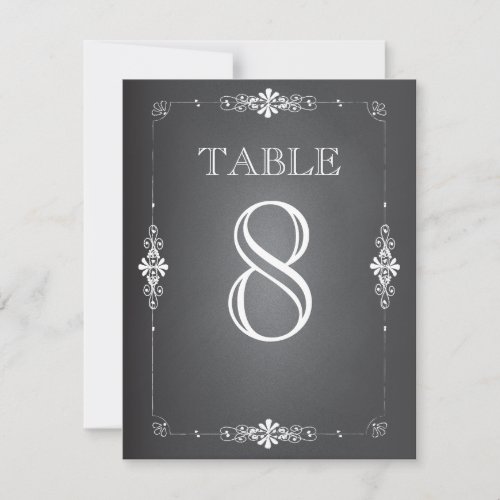 Chalkboard Wedding Reception Table Number Card