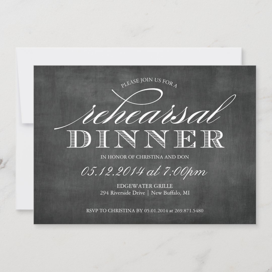 Chalkboard Wedding Rehearsal Dinner Invitation Zazzle