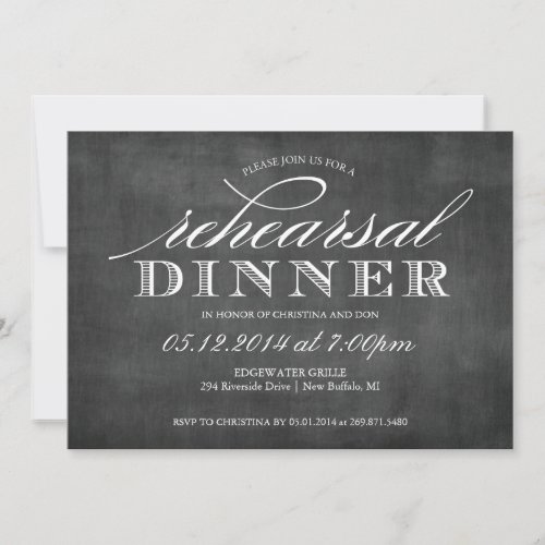 Chalkboard Wedding Rehearsal Dinner Invitation