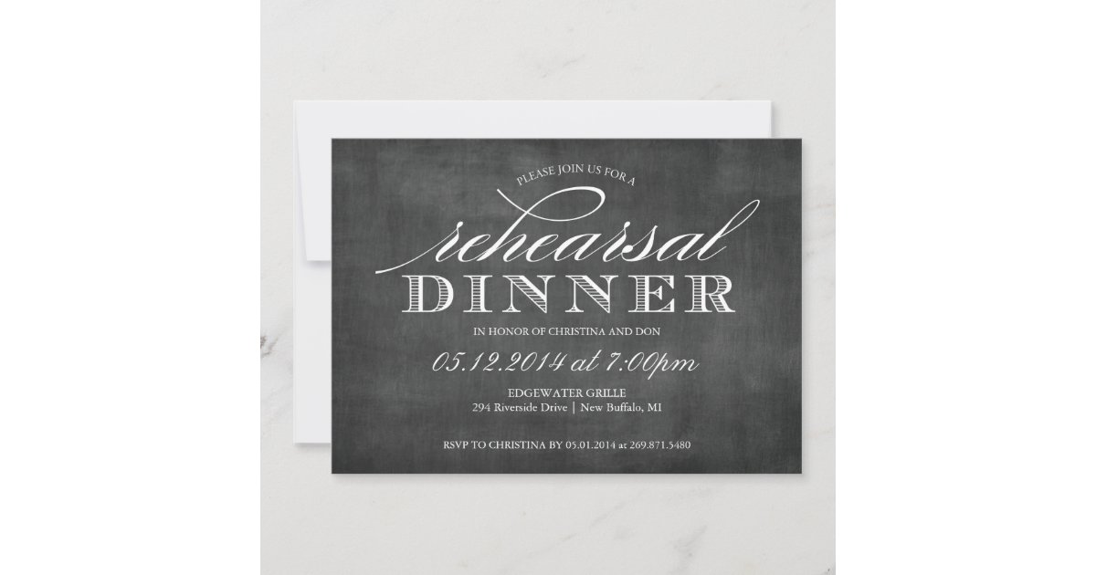 Chalkboard Wedding Rehearsal Dinner Invitation Zazzle