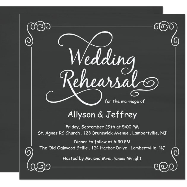 Chalkboard Wedding Rehearsal Dinner Invitations