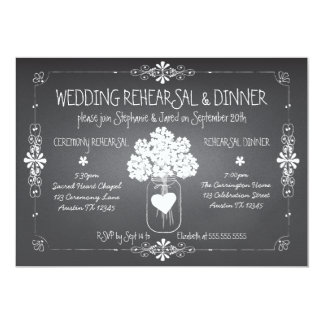 Chalkboard Wedding Rehearsal & Dinner Mason Jar Card