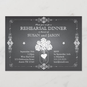 Chalkboard Wedding Rehearsal Dinner Mason Jar Invitation