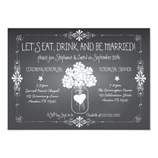Chalkboard Wedding Rehearsal Mason Jar Invitation