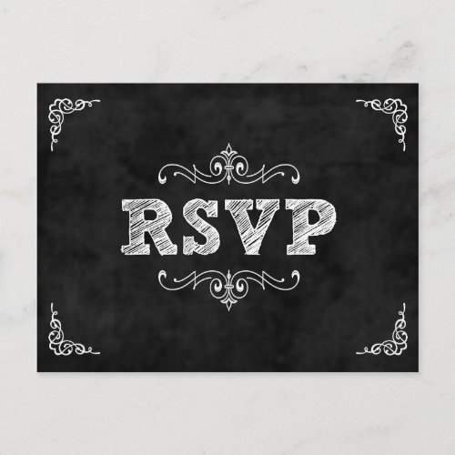 Chalkboard wedding rsvp card  eat drink married