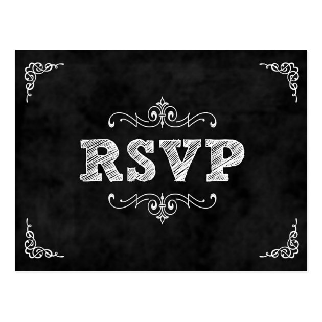 Chalkboard Wedding Rsvp Card / Eat Drink Married