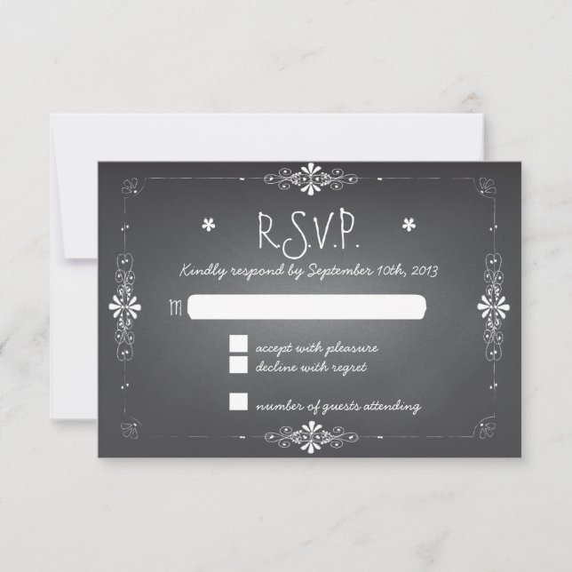Chalkboard Wedding RSVP Response Card (Front)