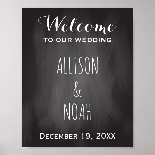 Chalkboard Wedding | Rustic Welcome Reception Sign (Front)