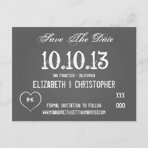 Chalkboard Wedding Save The Date Event Postcard