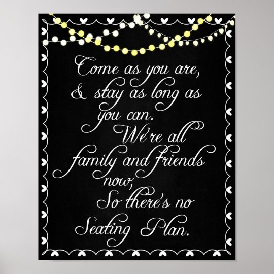 Chalkboard Wedding Seating Plan Poster | Zazzle.com