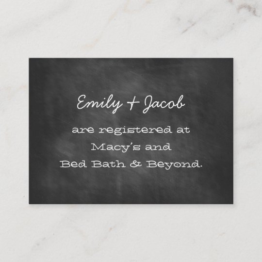 chalkboard wedding shower registry insert cards zazzle com registry insert